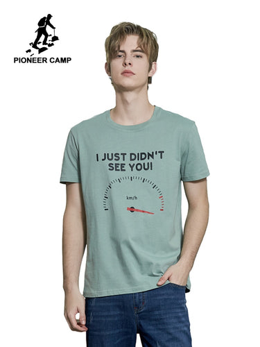Pioneer camp new short sleeve t shirt men brand clothing fashion clock print t-shirt 100% cotton quality tshirts male ADT902116